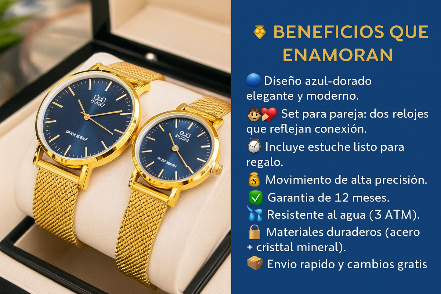 Reloj Q&Q Pareja Elegancia sincronizada en cada segundo