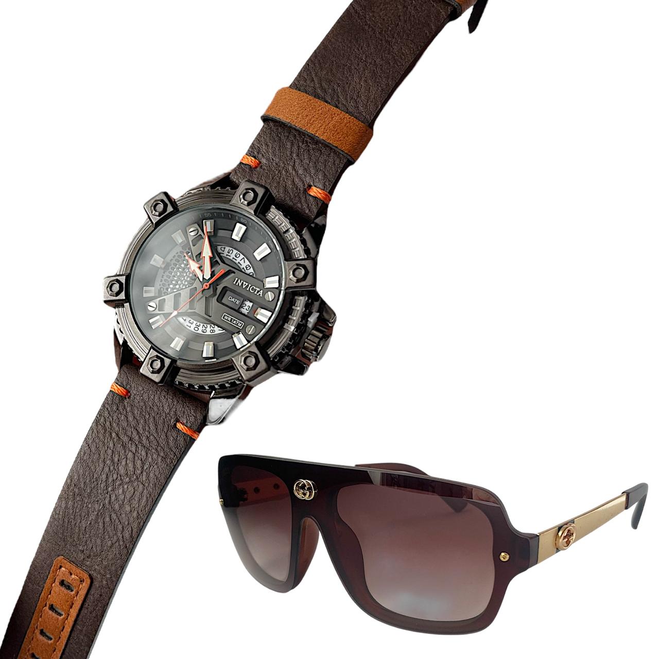 INVICTA PULSO CUERO + GAFAS