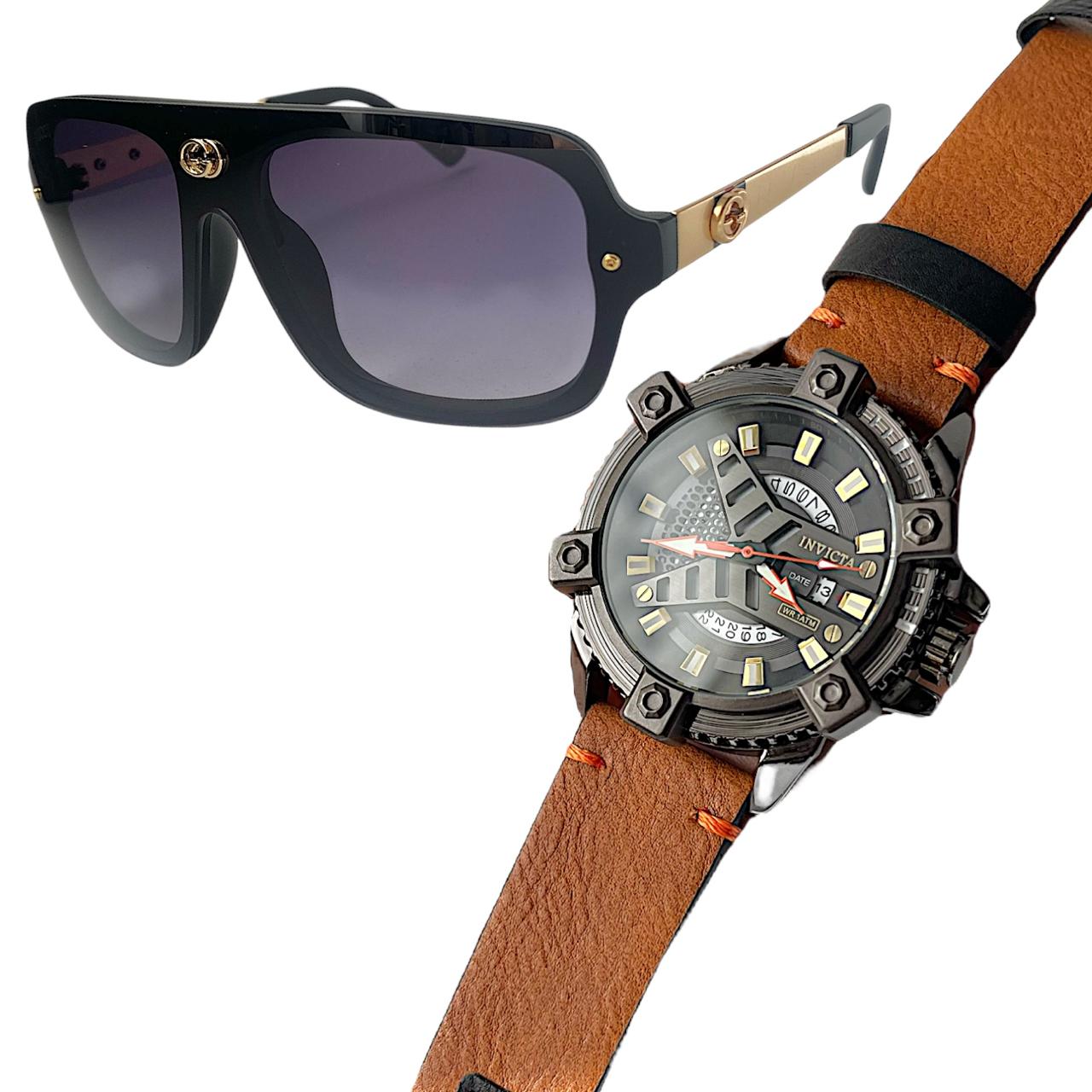 INVICTA PULSO CUERO + GAFAS