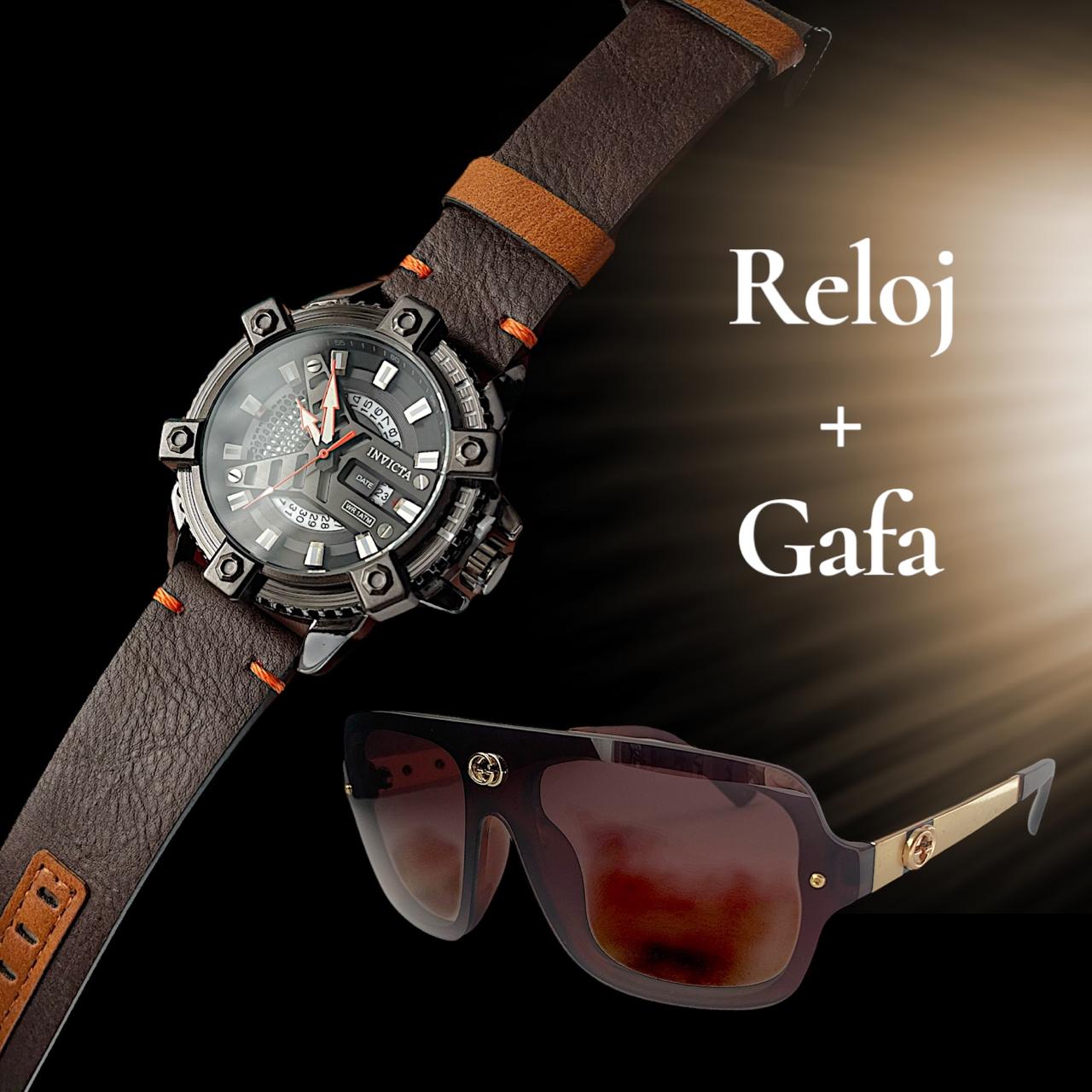 INVICTA PULSO CUERO + GAFAS