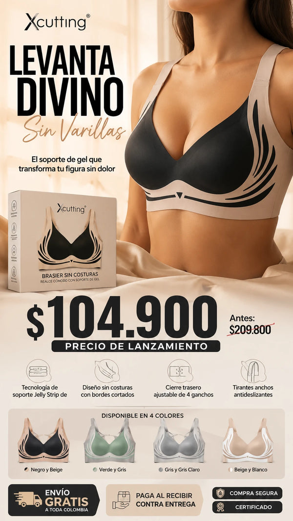 Xcutting Brasier sin costuras para mujer con realce cómodo y soporte de gel