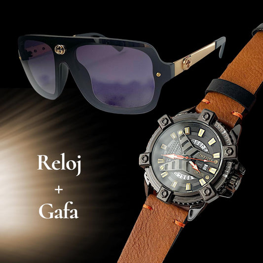 INVICTA PULSO CUERO + GAFAS