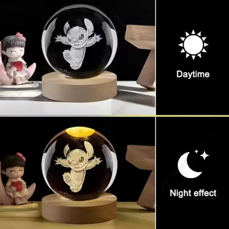 ✨🩵 “Stitch en Esfera LED 3D – Magia Disney que ilumina y enamora” ✨💡