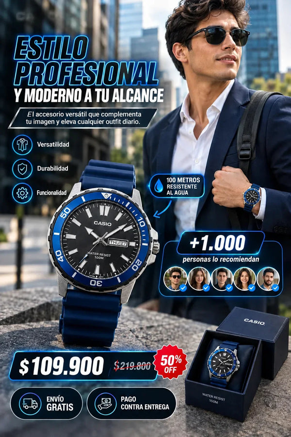 Reloj casio pulso goma Doble Calendario