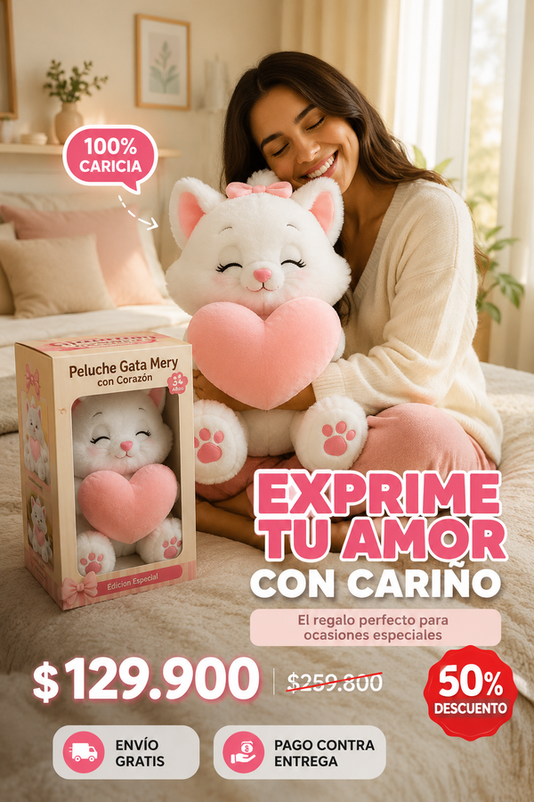 Peluche Gata Mery con Corazón - Edición Especial